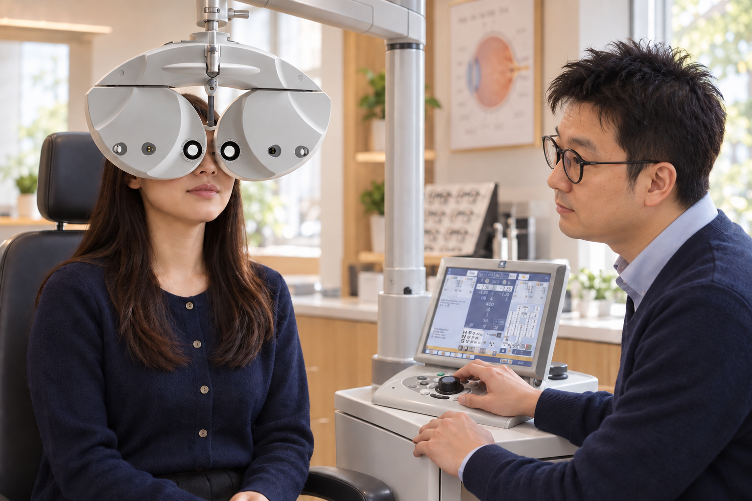 정밀 시력검사를 설명하는 AI 연출 이미지